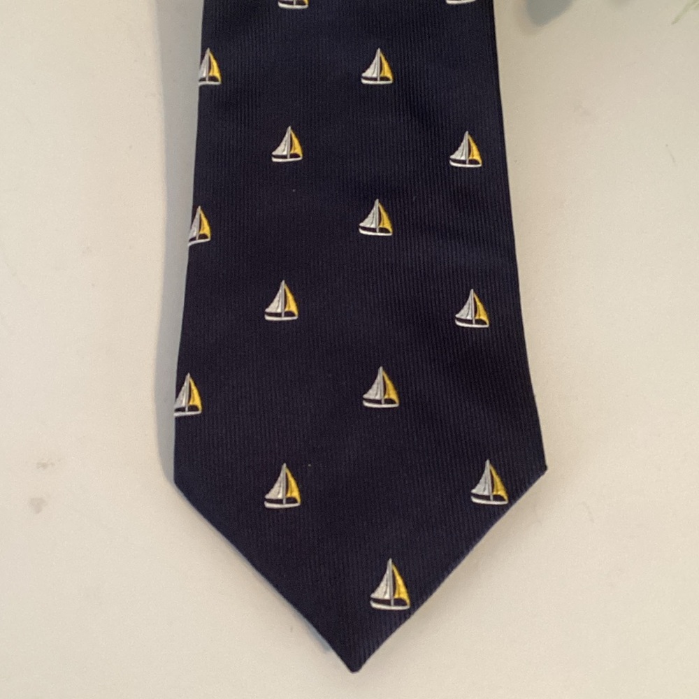 Lands End Navy Blue Sailboats Tie Dad Gift